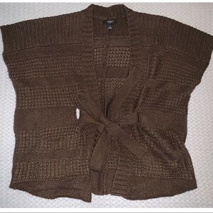 Nine West Brown Sleeveless Tie Waist Cardigan